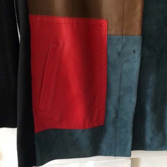 PER SE by CARLISLE • Genuine Suede Leather & Knit Car Coat / Long Jacket - Picture 13 of 16